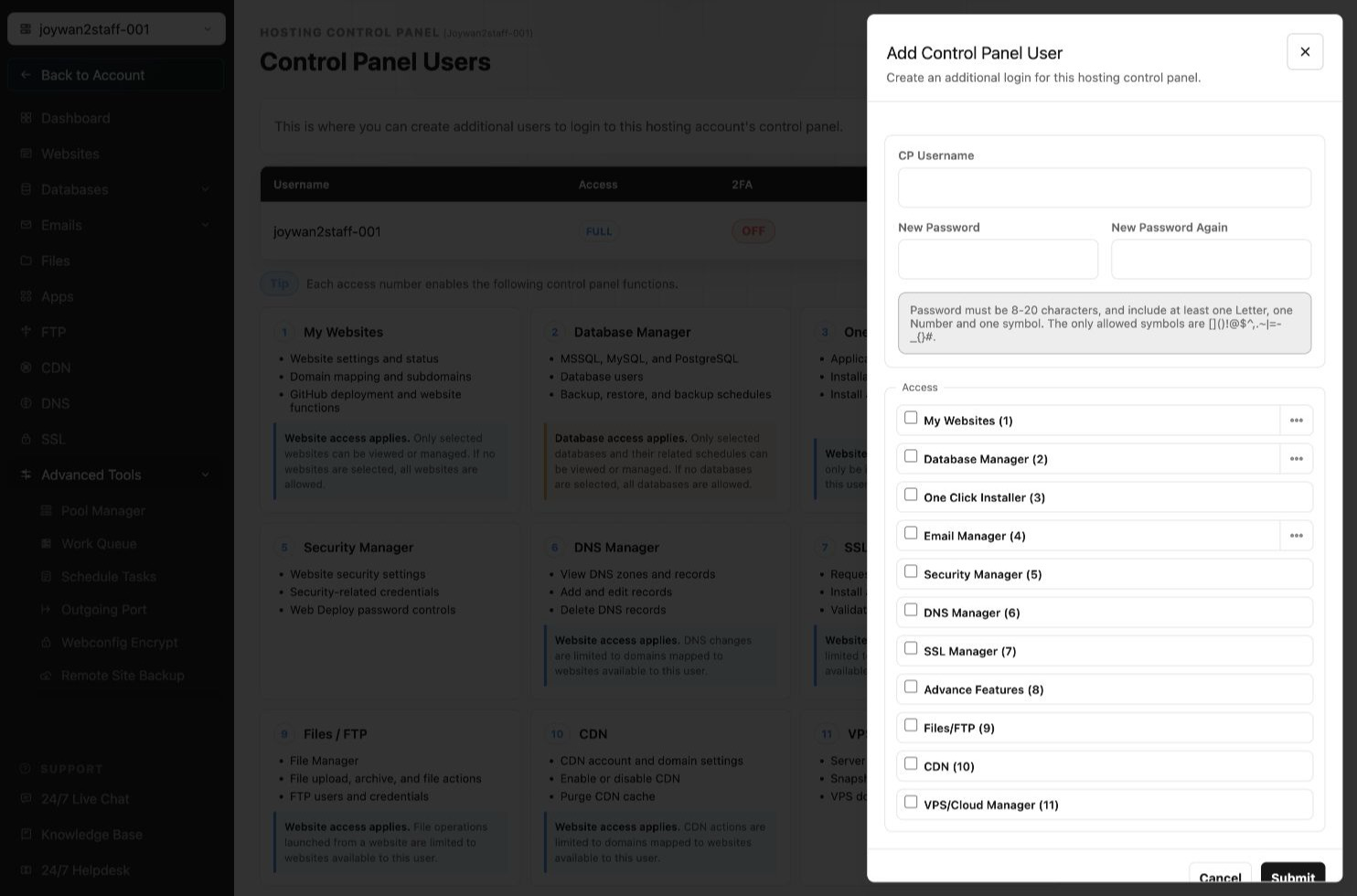 Current Control Panel screen