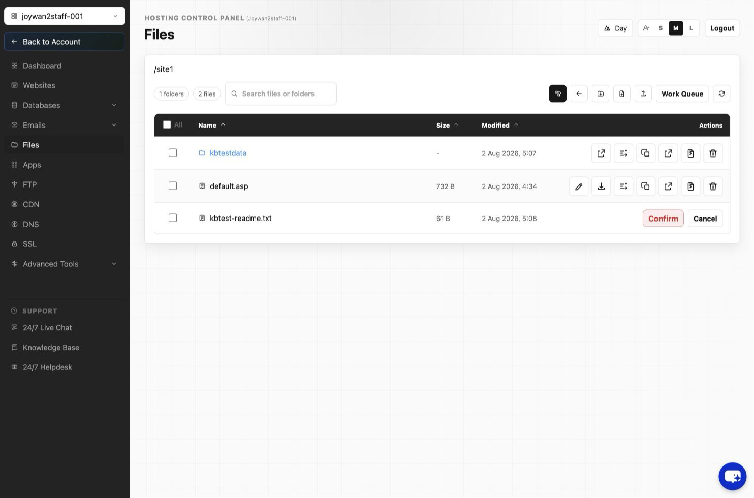 Current Control Panel screen