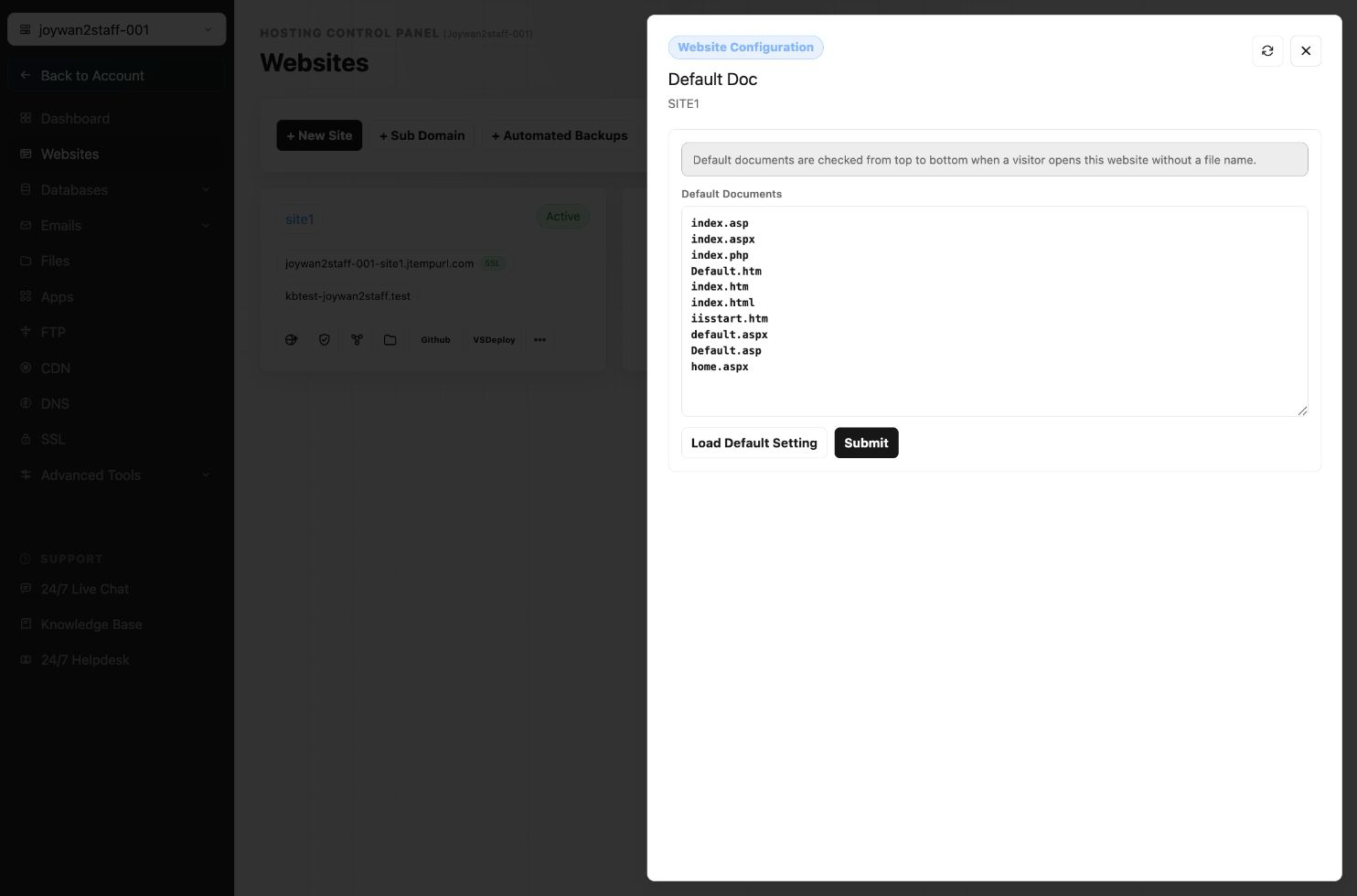 Current Control Panel screen