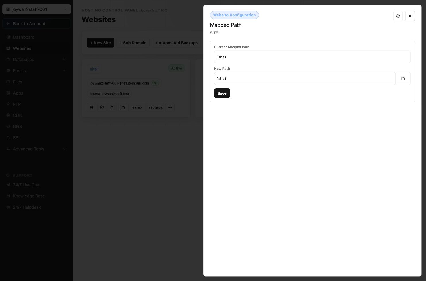 Mapped Path tool in the current Control Panel