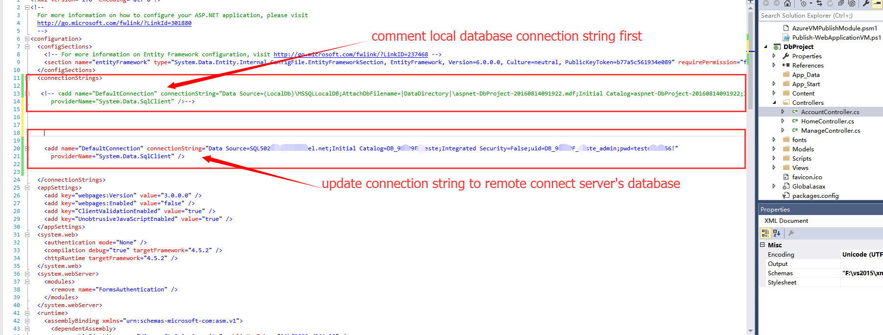 How to connect to remote database from local Visual Stuio
